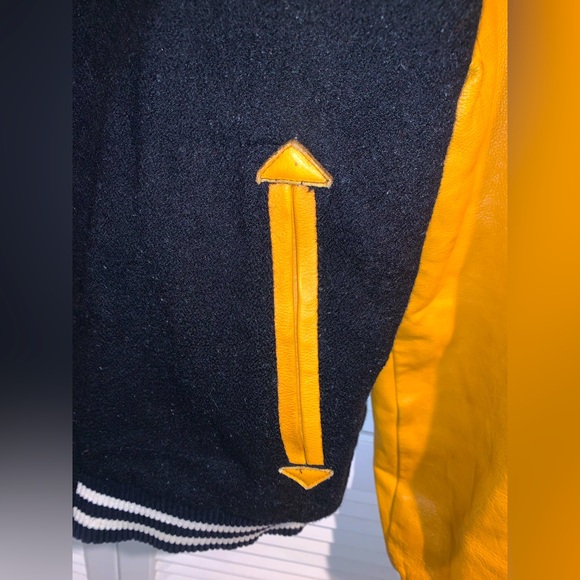 Akoo Brand Marauder Jet Black Wool Leather Letterman Jacket XL - Picture 9 of 11